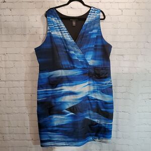 Lane Bryant blue and black striped sleeveless dress size 26